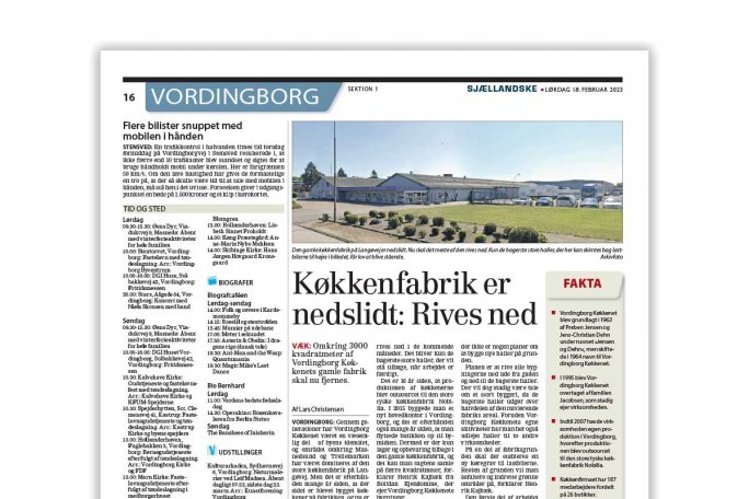 Artikel om køkkenfabrikken hos Vordingborg Køkkenet