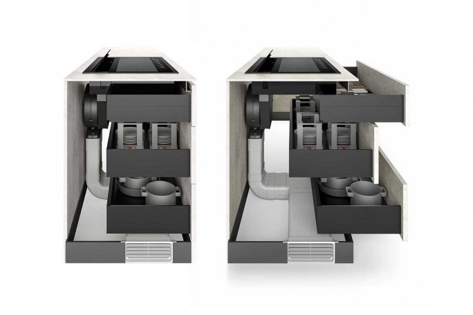 udluftningssystem kræver lidt skabsplads