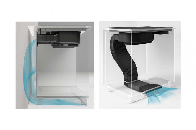 ventilation i kogeplade med indbygget emhætte