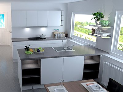 Flot eget designet køkken fra Vordingborg Køkkenet