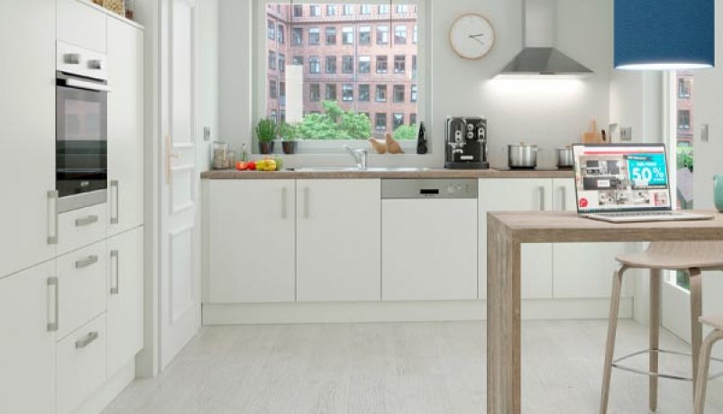 Köksserien Speed, alpinhvid. nytt kök, Vordingborg Köket