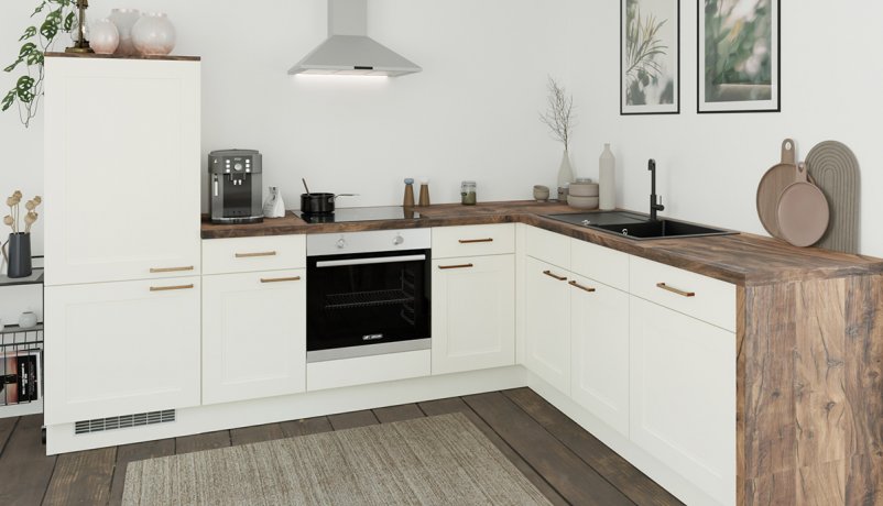 Stemningsfyldt hvidt landkøkken