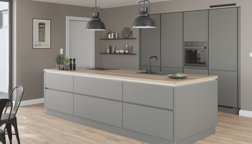 Grebsfrit, miljøvenligt køkken i antracitgrå