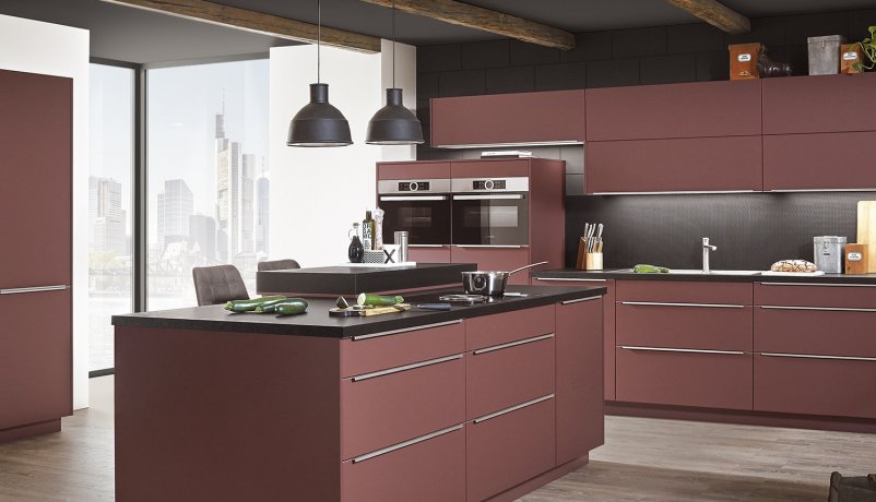 Smukt rødt køkken fra Vordingborg Køkkenet