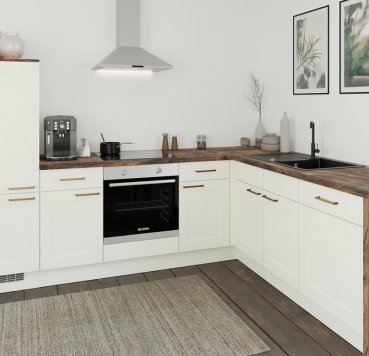 Stemningsfyldt hvidt landkøkken