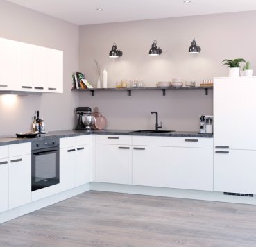 Elegant hvidt køkken med smudsafvisning